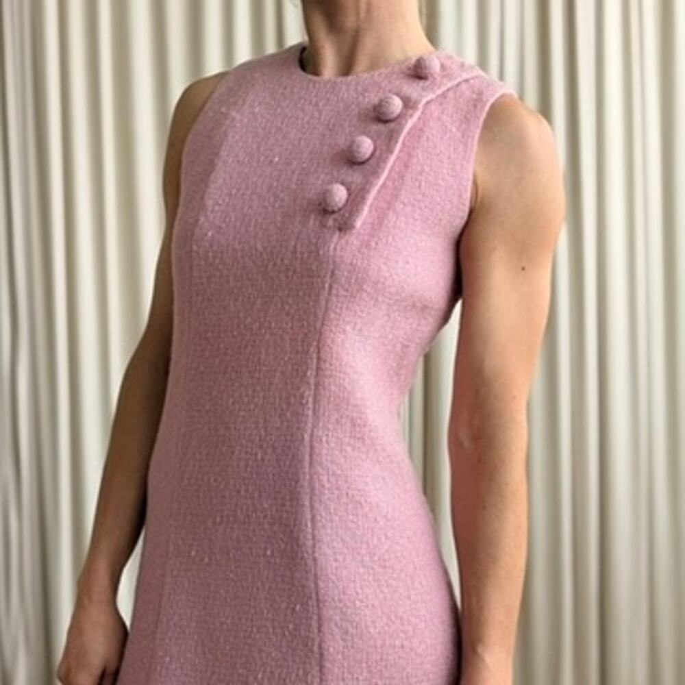 Henri Bendel Pink Knit Shift Dress - Textured Knit, 50s/60s, Fits M - Picture 6 of 8